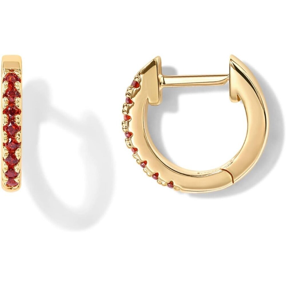 14K Gold Plated 925 Sterling Silver Post Huggies | Cubic Zirconia Huggie Earring